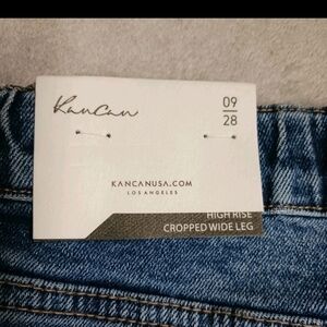 KanCan High Rise Crop Wide Leg Jeans Classic Blue Denim Women's Size 9/28